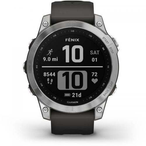 SmartWatch Garmin Fenix 7 Standard Edition, 1.3inch, Curea silicon, Silver-Graphite