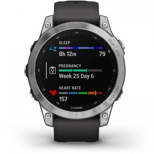 SmartWatch Garmin Fenix 7 Standard Edition, 1.3inch, Curea silicon, Silver-Graphite