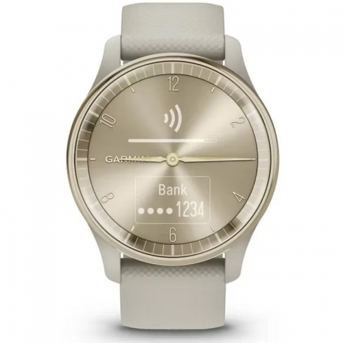  SmartWatch Garmin Vívomove Trend, 1.01inch, Curea Silicon, Cream Gold