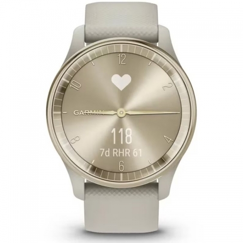  SmartWatch Garmin Vívomove Trend, 1.01inch, Curea Silicon, Cream Gold