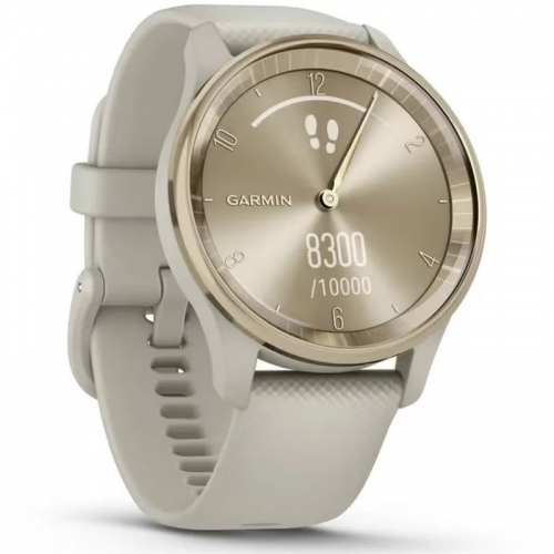  SmartWatch Garmin Vívomove Trend, 1.01inch, Curea Silicon, Cream Gold