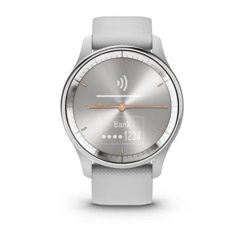  SmartWatch Garmin Vívomove Trend, 1.01inch, Curea Silicon, Silver