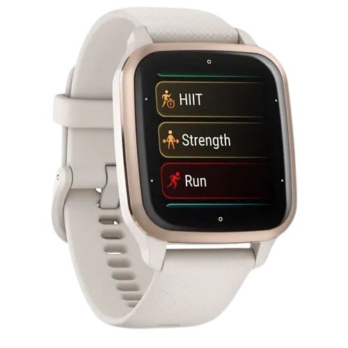 SmartWatch Garmin Venu Sq 2 Music Edition, 1.41inch, Curea Silicon, Peach Gold-Ivory White