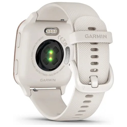 SmartWatch Garmin Venu Sq 2 Music Edition, 1.41inch, Curea Silicon, Peach Gold-Ivory White