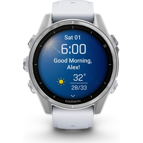 SmartWatch Garmin Fenix 8, 1.3 inch, Curea silicon, Silver-Whitestone