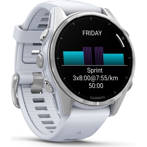 SmartWatch Garmin Fenix 8, 1.3 inch, Curea silicon, Silver-Whitestone