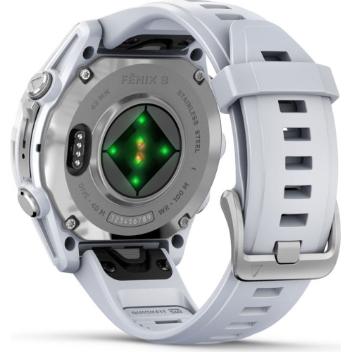 SmartWatch Garmin Fenix 8, 1.3 inch, Curea silicon, Silver-Whitestone