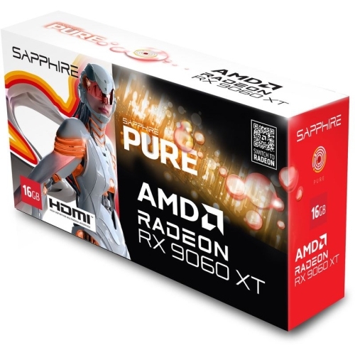 Placa video Sapphire AMD Radeon RX 9060 XT PURE 16GB, GDDR6, 128 bit