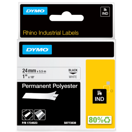 RHINO BAND IND POLYESTER/24MMX5.5M BLACK ON WHITE