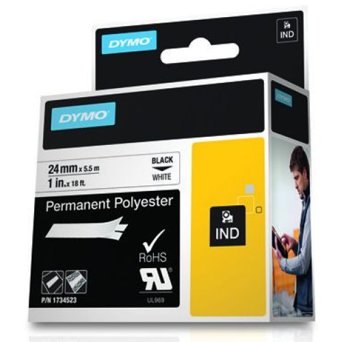 RHINO BAND IND POLYESTER/24MMX5.5M BLACK ON WHITE