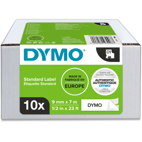 D1-TAPE 9X7MM BLACK ON WHITE/ADVANTAGE PACK 10 PCS.