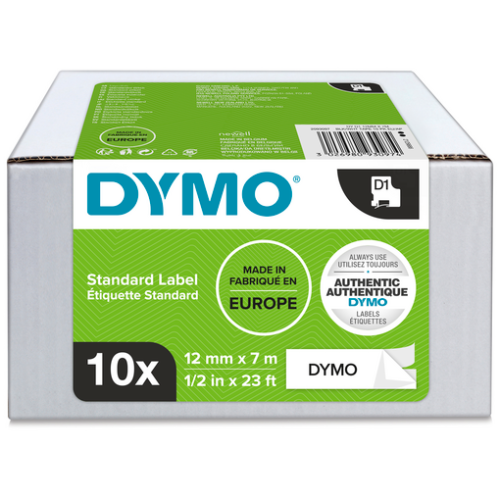 D1-TAPE 12X7MM BLACK ON WHITE/ADVANTAGE PACK 10 PCS.