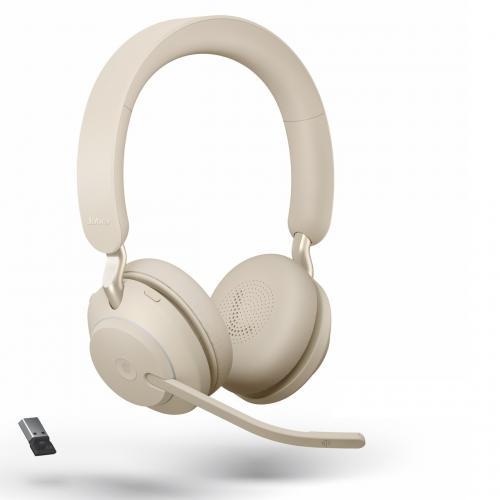 Casti cu microfon Jabra Evolve2 65, Link380a UC Stereo, Bluetooth, Beige
