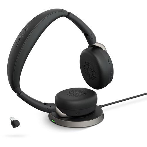 Casti cu microfon Jabra Evolve2 65 Flex USB-C MS, Bluetooth, Black + Incarcator Wireless