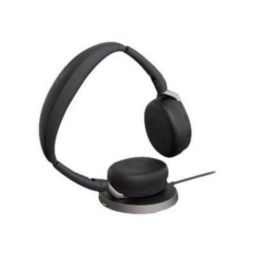Casti cu microfon Jabra Evolve2 65 Flex USB-A MS, Bluetooth, Black + Incarcator Wireless