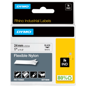 24 MM FLEXI NYLON LABEL WHITE/RHINO