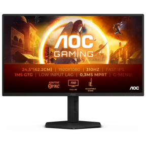 Monitor LED AOC 25G4SXU, 24.5 inch, 1920 x 1080 pixeli, 1 ms GTG, Black
