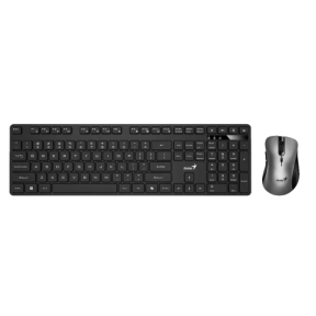 Kit Wireless Tastatura Genius KM-8216S, USB Wireless, Black + Mouse Optic, USB Wireless, Black-Silver