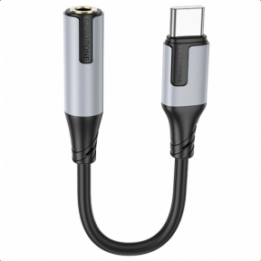 Cablu audio Borofone BV19, USB-C male - 3.5 mm jack, 0.15 m, Black