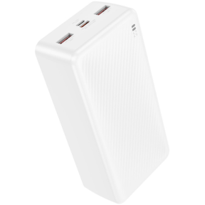 Baterie portabila Borofone BJ56B, 30000 mAh, 2 x USB-A, 1 x USB-C, 1 x microUSB, White