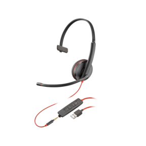 Casca cu microfon Poly by HP Blackwire 3215, 3.5mm jack/USB-A, Black, Bulk