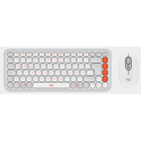 Kit Wireless Logitech Pop Icon Combo - Tastatura, USB Wireless, Layout US, Rose/Off White + Mouse Optic, USB Wireless, Rose/Off White