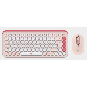 Kit Wireless Logitech Pop Icon Combo - Tastatura, USB Wireless, Layout US, Rose/Off White + Mouse Optic, USB Wireless, Rose/Off White