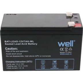 Acumulator plumb acid Well 12V 7AH, borne late, terminal T2, BAT-LEAD-12V7AH/T2-WL