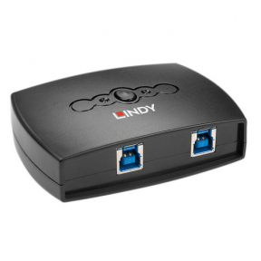 Switch adaptor Lindy 43141, 2x USB-B female - 1x USB-A female, Black