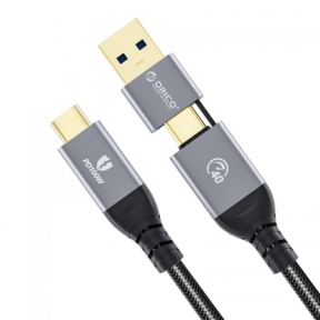 Cablu de date Orico ACC40-15-BK, USB-C male - USB-C male +  USB-A male, 1.5m, Black