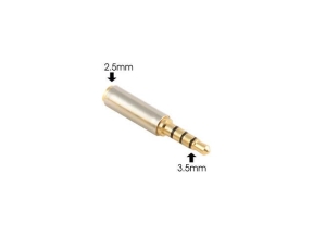 Adaptor audio 3,5mm Jack 4 contacte stereo tata la 2,5mm Jack 4 contacte stereo mama, metal, aurit OEM HCT028-004