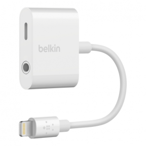 Adaptor Belkin Rockstar Charging, Lightning, 1x 3.5 mm, White