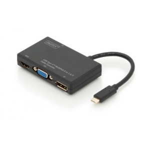 Adaptor Digitus DA-70848, USB-C - HDMI, Displayport, VGA, DVI, Black
