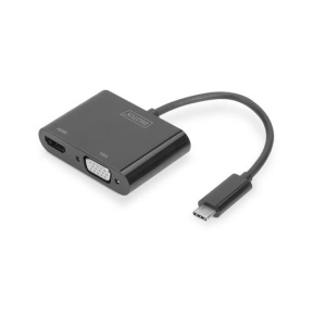 Adaptor Digitus Graphic, USB-C - VGA, HDMI, Black
