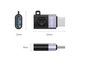 Adaptor Orico WCA-BK, USB-C male - USB-A female, Gray-Black