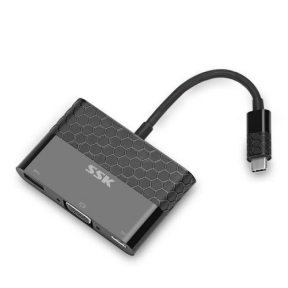 Adaptor SSK SHU-C025, USB-C Male - VGA/USB-C/USB-A Female, Black