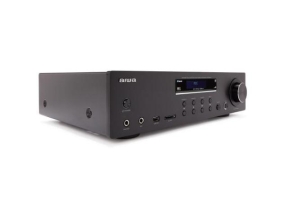Aiwa Amplifier Output power 120W (2x 60W RMS), BT v5.0 Receiver Built-In with Scrolling Media Info on dot-matrix display and 10m wireless range, USB-port + SD-Card slot (in front panel) for MP3 playback, up to 128GB memory readable, with Scrolling id3-Tag