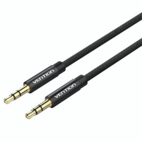 Cablu audio Vention, Jack M-Jack M 3.5mm, 1m, aluminiu, Camasa textila, negru, "BAGBF" (timbru verde 0.08 lei)