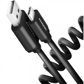 Cablu de date Axagon Twister, USB 2.0 - USB-C, 0.6m, Black
