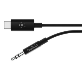 Cablu audio stereo Belkin ROCKSTAR, conectori USB-C la jack 3.5mm, 0.9m, Black