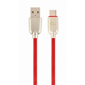 Cablu de date Gembird Premium Rubber, USB - USB-C, 2m, Red