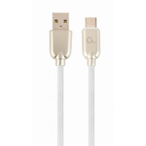 Cablu de date Gembird Premium Rubber, USB - USB-C, 2m, White