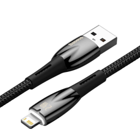 Cablu de date Baseus Glimmer, USB-A male - Lightning male, 1 m, Black