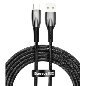 Cablu de date Baseus Glimmer, USB male - USB-C male, 2 m, Black