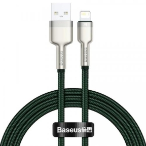 Cablu de date Baseus Cafule Metal, Fast Charging, CALJK-B06, USB - Lightning, 2m, Green