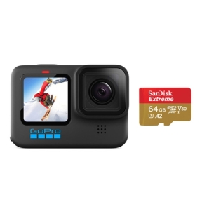 Camera Video Actiune GoPro Hero 10, Black + Card MicroSD 64 GB