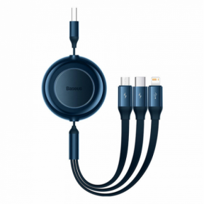 Cablu de date Baseus Bright Mirror 2 One-for-three, USB - Lightning/USB-C/micro USB, 1.1m, Blue
