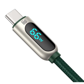 Cablu de date Baseus Display, USB-A male - USB-C male, 2 m, Green