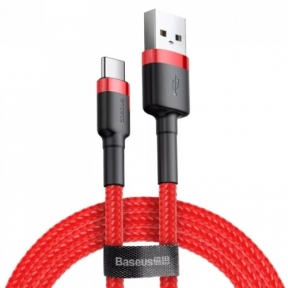 Cablu de date Baseus CATKLF-B09, USB-C - USB-C, 1m, Red-Black