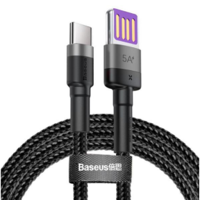 Cablu de date Baseus Cafule, USB male - USB-C male, 1m, Black